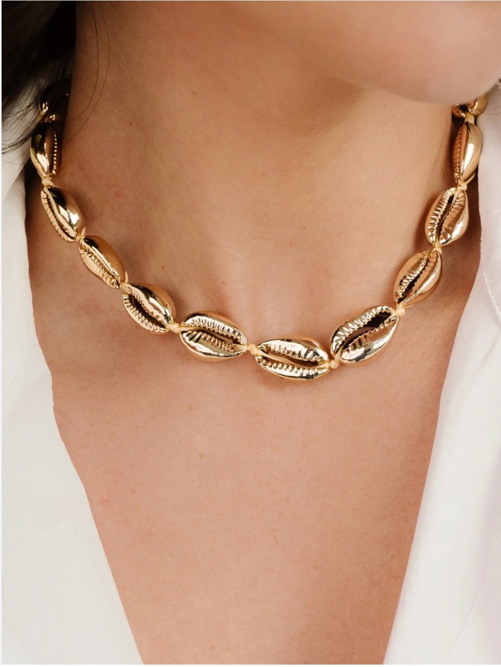Gold Cowrie Shell Choker Necklace - Brand